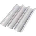 Moule a baguette antiadhsif pour four - plaque a pain perfore pour cuire 3 baguettes - facile a utiliser ...