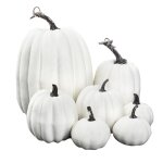 Moule a citrouille artificielle multi - tailles, 7 pi�ces, blanc, jaune, halloween, thanksgiving, r�colte ...