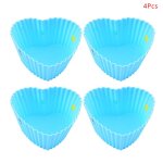Moule a cupcake en silicone en forme de coeur, 4 pices, tasse a muffin, cuisson de biscuits, tarte aux ...