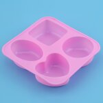 Moule ellipse carr rond a 4 cavits en forme de coeur, simple, gomtrique, en silicone, pole a gteau, ...