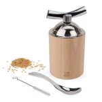 Isen moulin a graines de lin manuel en bois et inox couleur naturel 13 cm