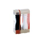 Tahiti duo de moulins a poivre et a sel manuels en bois couleur noir et blanc 15 cm