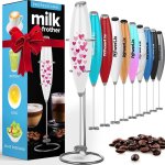 Mousseur  lait electrique  piles powerlix avec support en acier inoxydable, 15 - 20s, puissant 19 000 ...