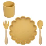 Moutarde - coffret cadeau en silicone bpa pour bb, alimentation, appareil a manger, plats, assiette, ...