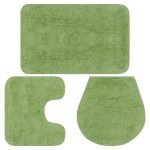 Mps jeu de tapis de salle de bain 3 pcs tissu vert