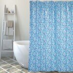 Msv rideau de douche pvc mosaique 180x200cm bleu - anneaux inclus