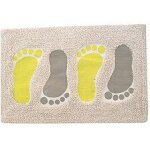 Msv tapis de bain coton pied 40x60cm taupe et anis
