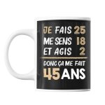 Mug - 45 ans - c�ramique - imprim� recto / verso - r�sistant lave - vaisselle et micro - onde