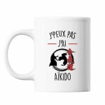 Mug aikido tasse cadeau humour j'peux pas blanc