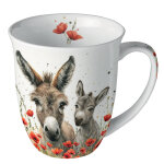 Mug anes et coquelicots en porcelaine fine 400 ml