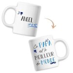Mug angel meilleur papa du monde - tasse f�te des p�res anniversaire cadeau personnalis� pr�nom humour ...