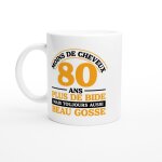 Mug anniversaire humour 80 ans moins de cheveux plus de bide - mug drole - id�e cadeau original - tasse ...