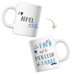Mug armel meilleur papa du monde - tasse f�te des p�res anniversaire cadeau personnalis� pr�nom humour ...