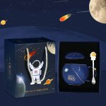 Mugs astronaute mignon avec couvercle, tasse a caf� en c�ramique fantaisie, lait de champignon morning ...