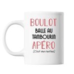 Mug balle au tambourin c'est ma routine blanc tasse humour