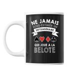 Mug belote septuagnaire homme 70 ans tasse cadeau personnalis