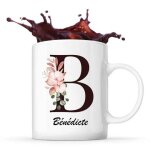 Mug b�n�dicte tasse pr�nom femme avec lettre fleur id�e cadeau pour anniversaire no�l et f�te des m�res ...