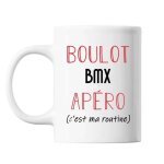 Mug bmx c'est ma routine blanc tasse humour
