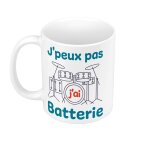 Mug cramique j'peux pas j'ai batterie rock instrument musique