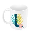 Mug cramique l lara lea lola lettre prnom fleurs tropicale exotique