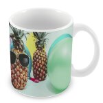 Mug cramique tasse tasse ananas font la fte lunettes de soleil cotillons ballons de baudruche