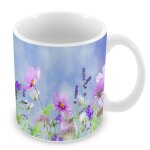 Mug céramique tasse ribembelle de fleurs aux couleurs pastel tendre nature Mug céramique tasse ribembelle de fleurs aux couleurs pastel tendre nature