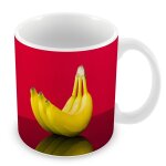Mug céramique tasse tasse trois bananes solidaires sur fond rouge Mug céramique tasse tasse trois bananes solidaires sur fond rouge