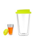 Mug a caf� en verre a double paroi avec couvercle en silicone, 350 ml, compatible lave - vaisselle et ...