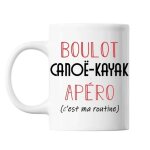 Mug cano� - kayak c'est ma routine blanc tasse humour