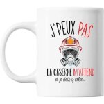 Mug caserne pompier j'peux pas blanc tasse cadeau personnalis
