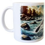 Mug en c�ramique blanche kayak