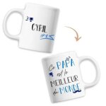 Mug cyril meilleur papa du monde - tasse f�te des p�res anniversaire cadeau personnalis� pr�nom humour ...