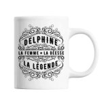 Mug - delphine - tasse pr�nom - c�ramique - blanc - design contemporain