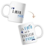 Mug djibril meilleur papa du monde - tasse f�te des p�res anniversaire cadeau personnalis� pr�nom humour ...