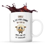 Mug - emile - doux comme un agneau - c�ramique - blanc - design contemporain