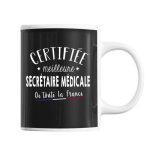 Mug femme secr�taire m�dicale meilleure de france tasse noir m�tier