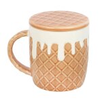 Mug gaufre 550ml avec couvercle ou dessous de verre pratique