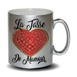 Mug gris paillet� la tasse de mamour cadeau f�te des m�res, f�te des p�res ou toutes autres occasions. ...
