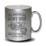 Mug humoristique gris paillet� american army ride . cadeau f�te des m�res, f�te des p�res ou toutes autres ...