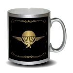 Mug humoristique gris paillet� gold parachusiste . cadeau f�te des m�res, f�te des p�res ou toutes autres ...
