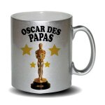 Mug humoristique gris mug paillet� oscar des papas . cadeau f�te des m�res, f�te des p�res ou toutes ...