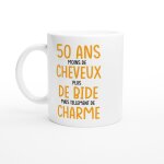 Mug humour anniversaire 50 ans moins de cheveux plus de bide - mug drole - id�e cadeau original - tasse ...