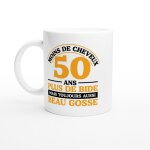 Mug humour anniversaire 50 ans moins de cheveux cercle - mug drole - id�e cadeau original - tasse fun ...