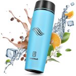 Mug isotherme 460ml ¿ thermos inox etanche, bleu menthol mat, maintien chaleur / fracheur longue dure, ...