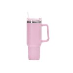 Mug isotherme en acier inoxydable de 1, 2 l avec couvercle et paille - rose