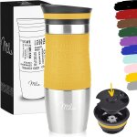 Mug isotherme etanche 370ml 450ml thermos caf� - th� i tasse isol�e pour caf� et th� a emporter, double ...