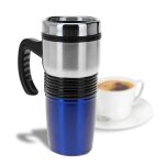 Mug isotherme en inox de 400 ml bleu * dimension : 19 x 8 x 8 cm * capacit� : 400 ml * mati�re : plastique ...