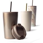 Mug isotherme avec paille 470ml - thermo café etanche en acier inox, tasse isotherme sans bpa, mug isotherme ... Mug isotherme avec paille 470ml - thermo café etanche en acier inox, tasse isotherme sans bpa, mug isotherme ...