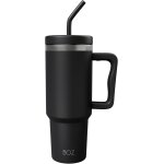 Mug isotherme avec paille et poign� - gobelet paille de bureau et voiture en acier inoxydable, el�gant ...