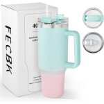 Mug isotherme avec paille et poigne 1. 2l, tasse isotherme 100% anti - fuite, 34 heures froid, 12 heures ...